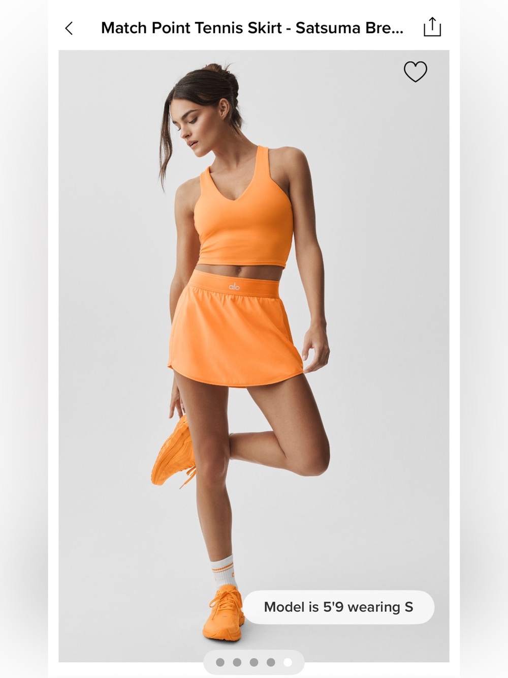 ALO Yoga Satsuma Orange Match Point Tennis Skirt Hot New Color